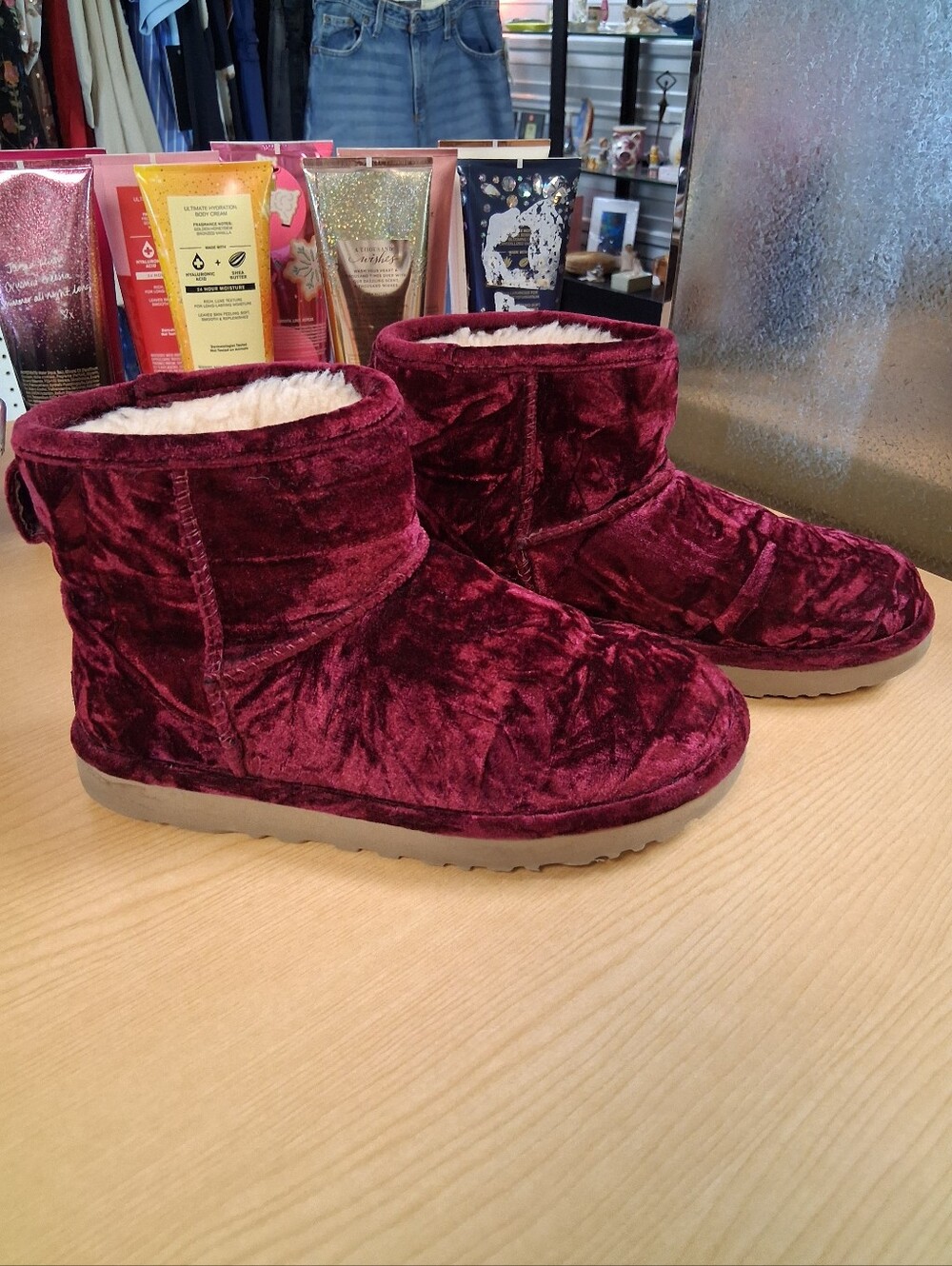 UGG CLASSIC MINI CRUSHED VELVET BOOTS
